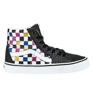 VANS LITTLE KID GLITTER CHECKERBOARD ZIP HIGH-TOP SNEAKERS